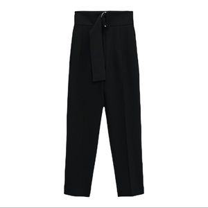 Zara Black High Waisted Pants with Buckle Belt